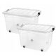  Container, cutie de jucarii cu capac pe roti 100L Transparent 2 buc