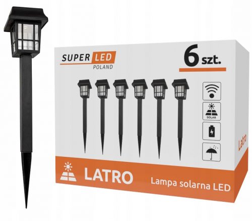  Lampa solara SuperLED, neagra, 33 cm, 6 buc.