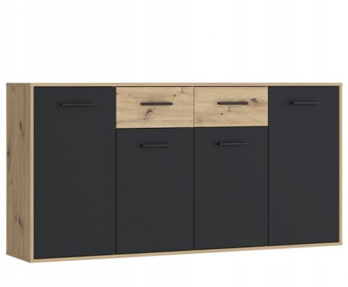  Comodă Furniture Design JAKKI241M7 163 x 35 x 88cm negru, stejar artizanal