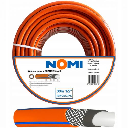  Furtun de grădină NOMI ORANGE 1/2'' 30m PREMIUM 4 STRATURILE PUTERNIC DURABIL