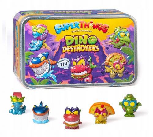  SUPER ZINGS Things Tin Dino Destroyers Metal Can 5 Figurine