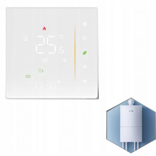  ZIGBEE Termostat inteligent de incalzire centrala, negru, programabil, alb