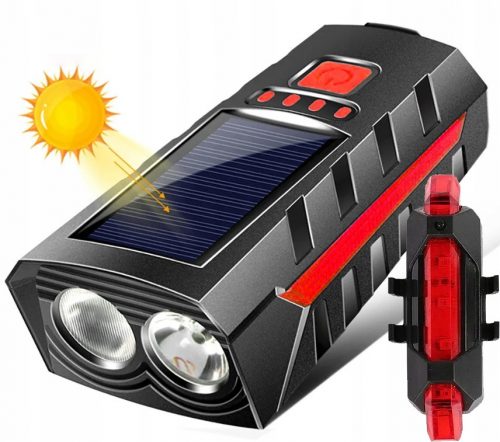  LAMPĂ SOLAR BICICLETA FAȚĂ + SPATE LED BELL 4 în 1 GINDON PUTERNUL BICICLETA