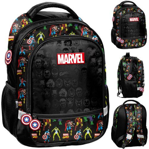  Rucsac școlar Avengers Paso cu mai multe compartimente negru, Nuanțe de roșu, Nuanțe de albastru, Nuanțe de verde, Multicolor 19 l