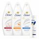  Gel de duș cu parfum DOVE MIX 3x 250 ml + LOȚIUNE GRATUITĂ