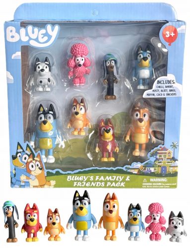  SET FIGURINE BLUEY BINGO - 8 BUC FAMILIA ALBASTRĂ