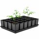  24× ghiveci DonKwiat 9 cm x 9 x 14 cm diametru 9 cm plastic negru + suport pentru ghiveci GardenPlus + plastic 60 cm