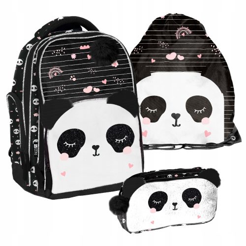  SET SCOALA PASO PANDA RUACAC GEANT TUIE DE PELUSI PENTRU FETE NEGRU