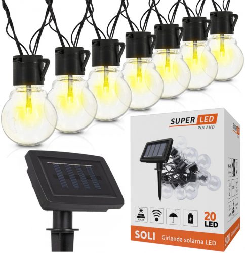  SuperLED 550 cm șir de lumină solară, negru