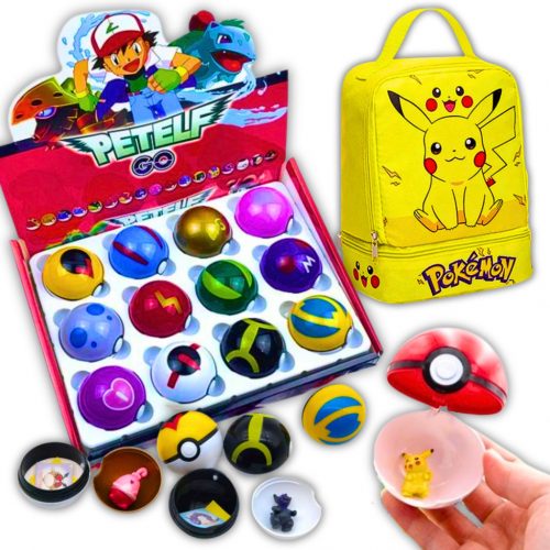  Pokemon 12 figurine + 12 Pokeboll + set de pungi pentru un fan Pokemon