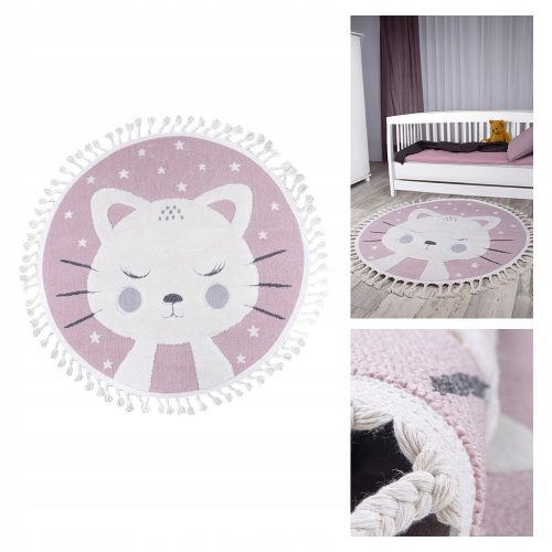  Covor rotund pentru fete Covor Skandi Kids Pink, cerc 150x150