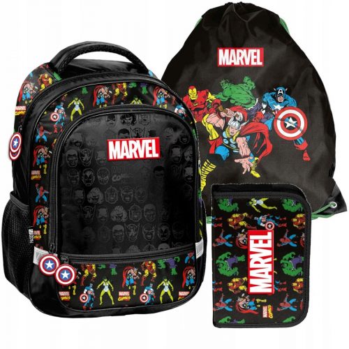  Rucsac școlar Avengers Paso cu mai multe compartimente negru, Nuanțe de roșu, Nuanțe de albastru, Nuanțe de verde, Multicolor 19 l