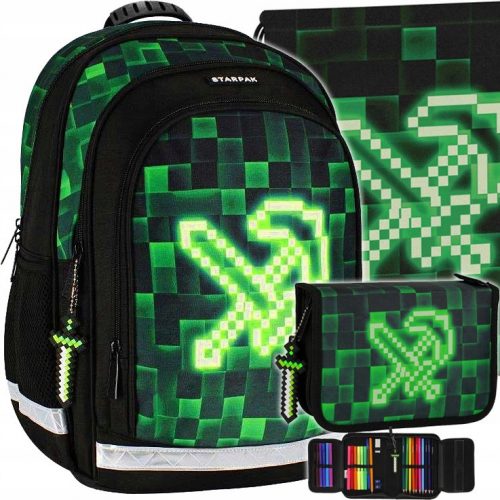  Rucsac scoala multicompartiment Starpak, negru, Nuante de verde + alte 2 produse