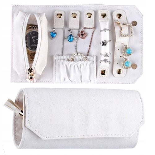  ORGANIZATOR TRAVEL BIJUTERIE, ROLABILA, CUTIE ALBA, GLITTER