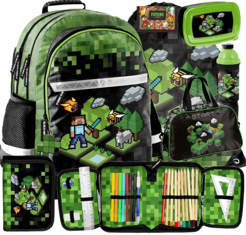  Rucsac școlar Minecraft multicompartiment, multicolor, 22 ani