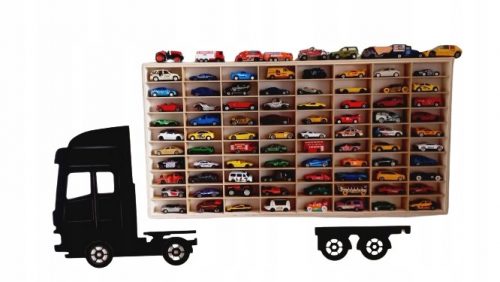  ORGANIZATOR RAFT AUTO HOT WHEELS 80 COMPARTAMENTE LEMN + TIR