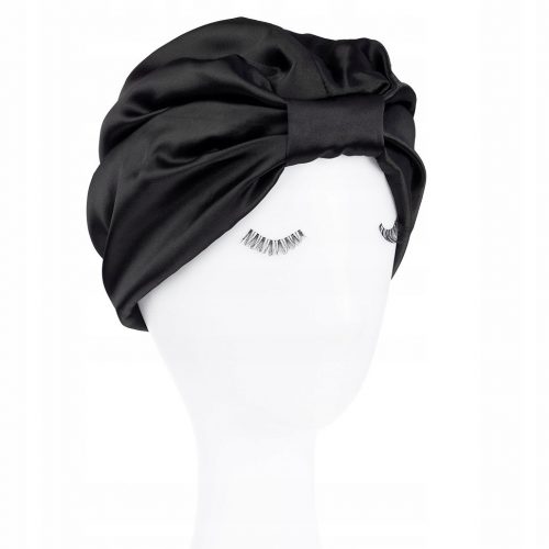  TURBAN SATINAT, NEGRU