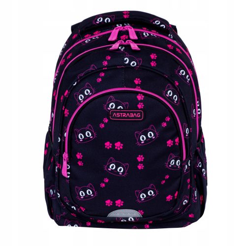  Rucsac scolar multicompartiment AstraBag, negru, nuante de roz, 20 l