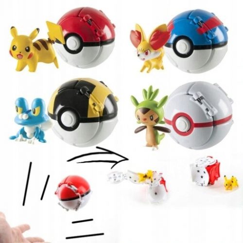  Figurine Pokemon Clip Go PokeBall SET DE 4