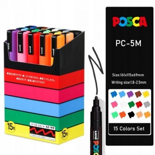  Marker Posca PC-3M cu vopsea poster, set de 8