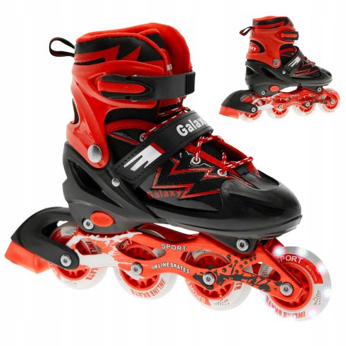  PATINE INLINE REGLABILE ROSIU NEGRU 38-41 LED ROATA PENTRU UN CADOU