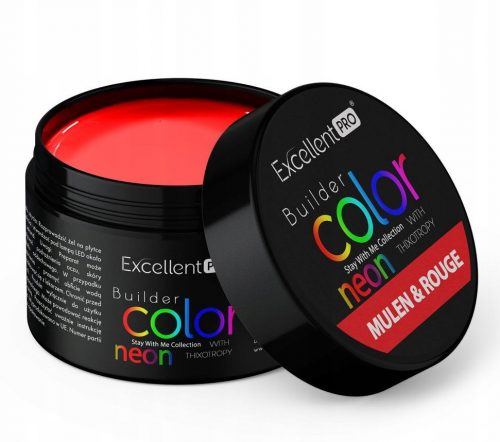  EXCELLENT PRO BUILDER GEL BUILDING GEL NEON RED MULEN & ROUGE 30 g