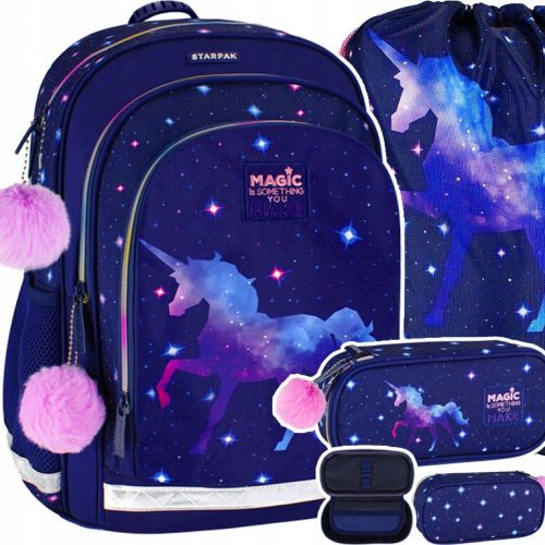  Rucsac de școală cu mai multe compartimente Starpak Nuanțe de violet, Nuanțe de albastru, Nuanțe de roz, Multicolor + alte 2 produse