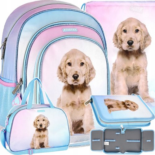  Rucsac școlar cu mai multe compartimente DOG CUTIES Starpak Nuanțe de albastru, Nuanțe de roz, Multicolor 23 l + alte 3 produse