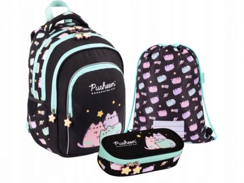  Pusheen The Cat Pastel Scoala Set Rucsac Caseta Sack Clasa 1-3