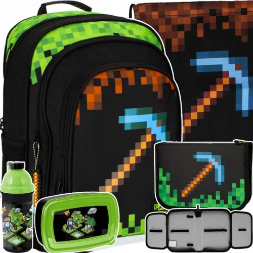  Rucsac școlar Minecraft cu mai multe compartimente Starpak negru, Nuanțe de maro și bej, Nuanțe de verde 20 l + alte 4 produse