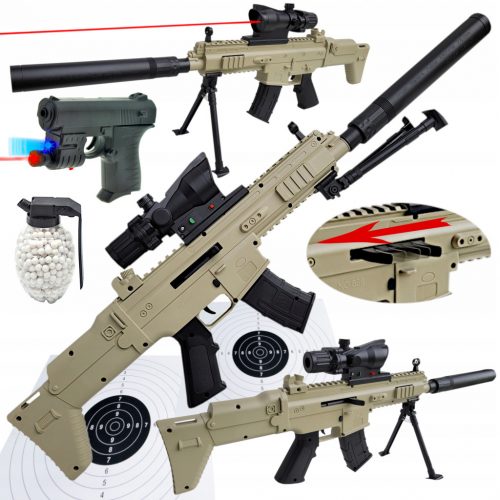  Pușcă de asalt cicatrice cu BB-uri AIR SOFT GUN + Pistol + 800 BB-uri