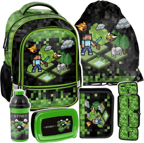  Rucsac școlar Minecraft cu mai multe compartimente Paso negru, Nuanțe de verde, Multicolor 19 l + alte 5 produse