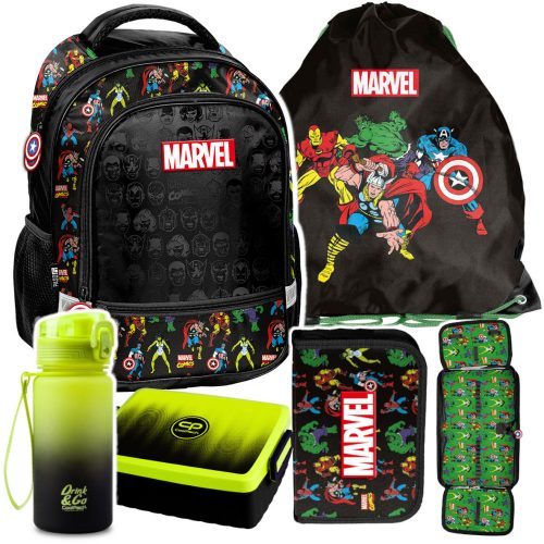  Rucsac școlar Avengers Paso cu mai multe compartimente negru, Nuanțe de roșu, Nuanțe de albastru, Nuanțe de verde, Multicolor 19 l + alte 4 produse