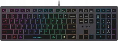  SLIM A4Tech FX60H HUB Tastatură USB iluminată din spate cu iluminare de fundal RGB