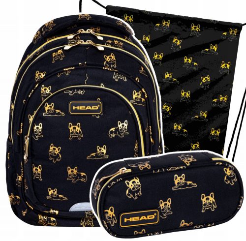  RUCSAC SCOALA DE TINERET ASTRA HEAD BLACK GOLDEN BULLDOGS CÂINI + 2 alte produse