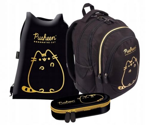  Rucsac școlar cu mai multe compartimente Pusheen St. Majewski negru, Nuante de galben si auriu 23 l + alte 2 produse