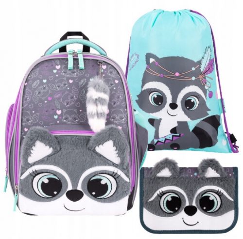  RUCSAC SCOALA BABMIBO RACOON RACCOON PREMIUM + 2 alte produse