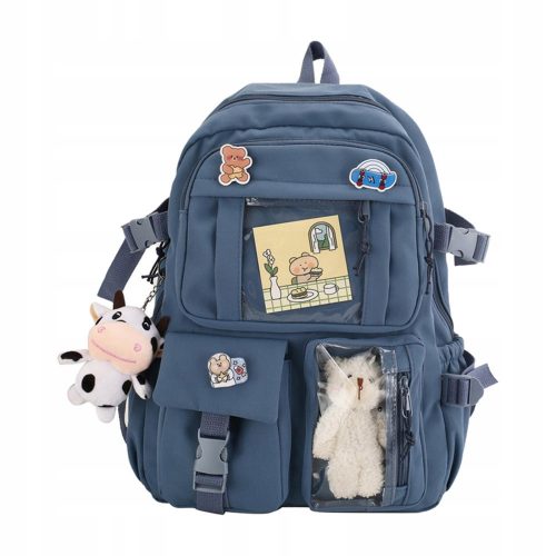  Rucsac școală cu mai multe compartimente KAWAII) Nuanțe de albastru 35 l