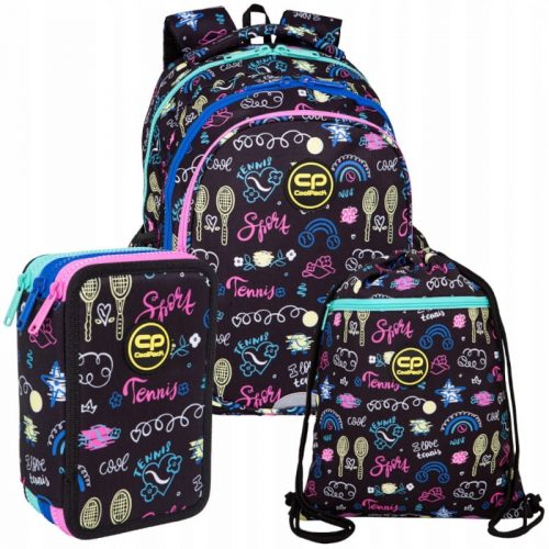  Rucsac școlar CoolPack cu mai multe compartimente alb, negru, Nuanțe de violet, Nuanțe de albastru, Nuanțe de roz, Nuanțe de verde, Nuanțe de galben și auriu, Multicolor 21 l + alte 2 produse