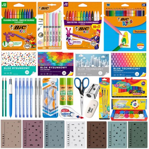  SET SCOALA XXL PENTRU CLASELE 4-6, BIC, 88 ELEMENTE. inclusiv un SET DE NOTE