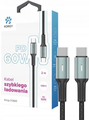  Korgy CCB20 USB-C - cablu USB-C impletit din nailon 2m Incarcare rapida