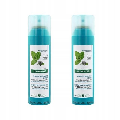  Sampon uscat detoxifiant Klorane cu apa organica menta 2x150ml