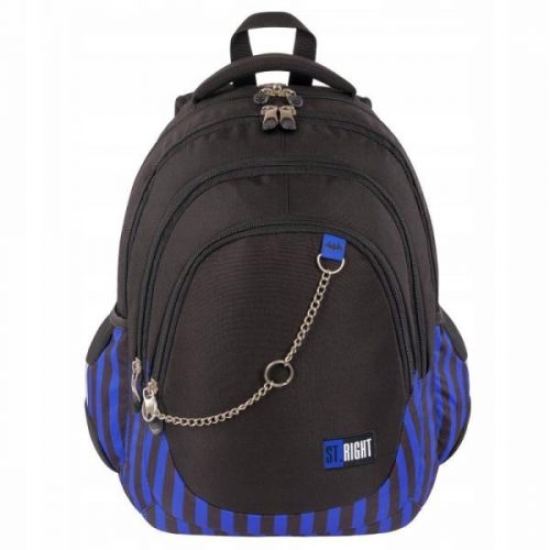  Rucsac școlar ST.RIGHT cu mai multe compartimente, negru, Nuanțe de albastru, Multicolor, 23 ani