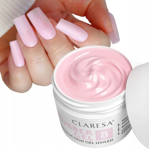  CLARESA RUBBER GEL GEL DE CONSTRUCȚIE CU TIxotropie - 8 LAPTE ROZ 12 g