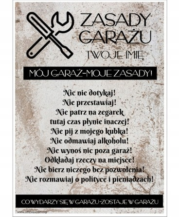  Poza REGULI DE GARAGE în cadru A4 Cadou pentru TATA TATĂ IUBIT SOȚ