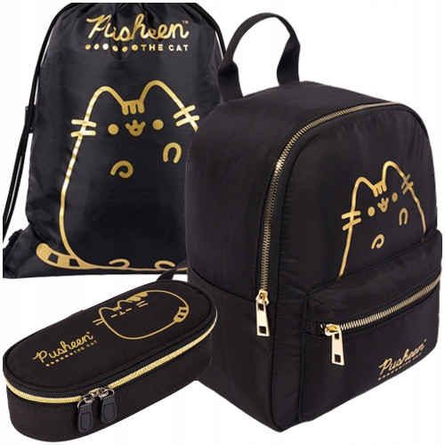  Rucsac școlar cu un singur compartiment Pusheen St. Majewski negru, Nuante de galben si auriu 8 l + alte 2 produse