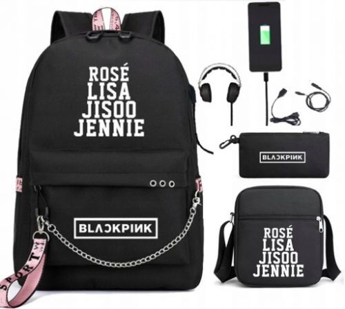  Rucsac școlar multicompartiment LISA ROSE JISOO BLACKPINK, negru, 4 ani