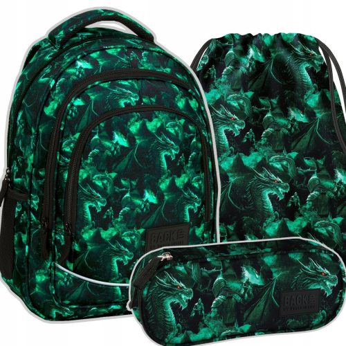  Rucsac de scoala multicompartiment, negru, Nuante de verde, 26 l + alte 4 produse