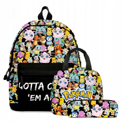  Rucsac de școală Pokemon cu mai multe compartimente negru, Nuanțe de albastru, Nuanțe de roz, Nuanțe de galben și auriu, Multicolor