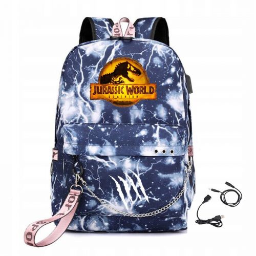  NOU RUCSAC SCOALA JURASSIC PARK WORLD USB A4 DESIGN MARI